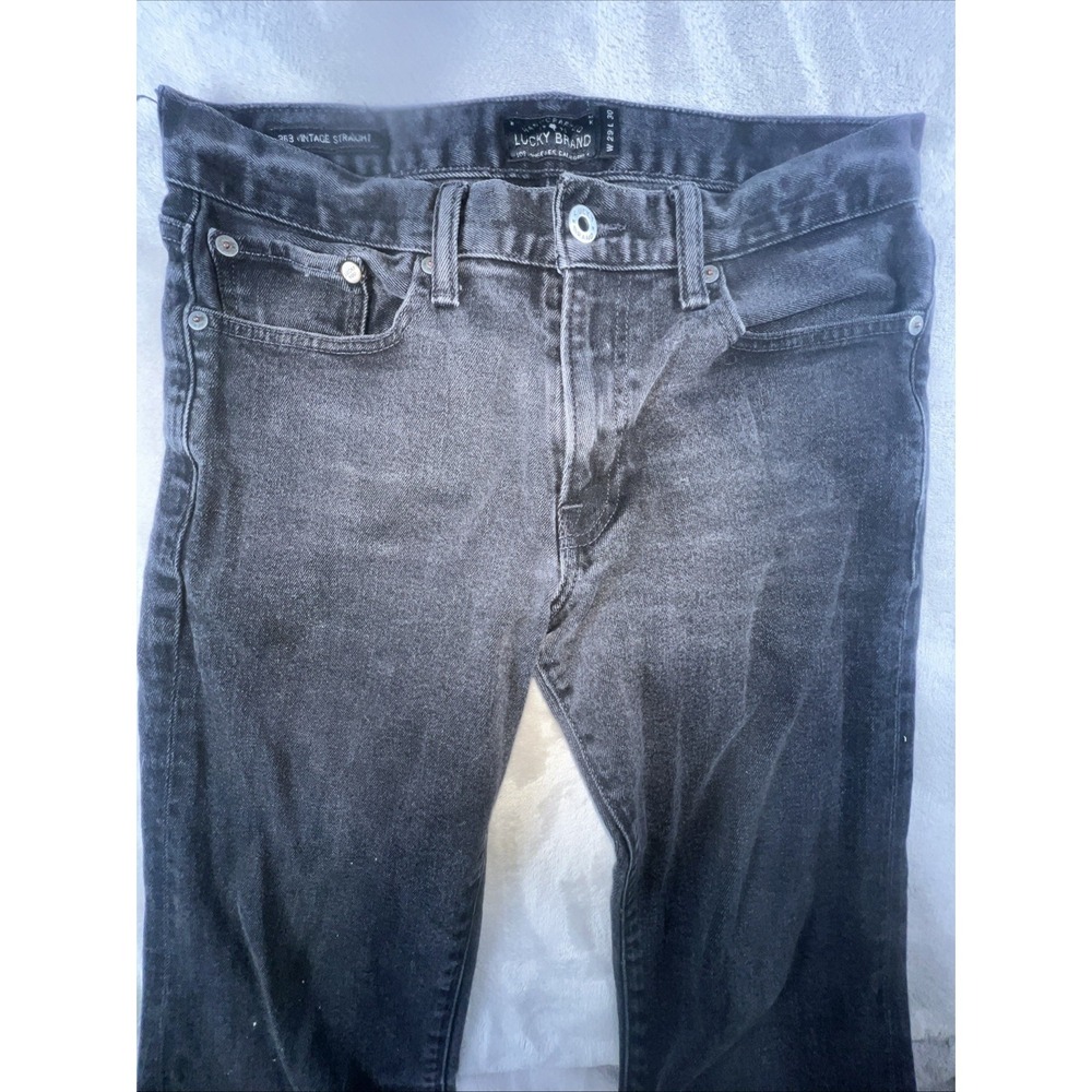 Lucky Brand Distressed 363 Vintage Straight Black Stretch Jeans 29x30 Fits 30x28